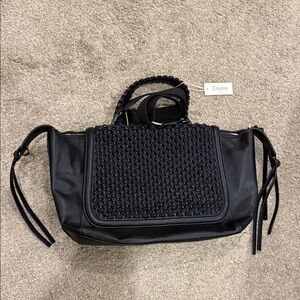 Cejon Elegant Black Woven Shoulder Bag